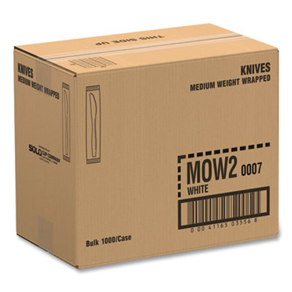 Regal Mediumweight Cutlery, Individually Wrapped, Knife, Plastic, White, 1,000/Carton