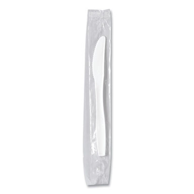 Regal Mediumweight Cutlery, Individually Wrapped, Knife, Plastic, White, 1,000/Carton