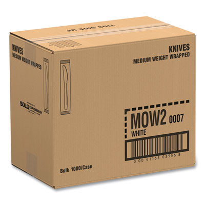 Regal Mediumweight Cutlery, Individually Wrapped, Knife, Plastic, White, 1,000/Carton