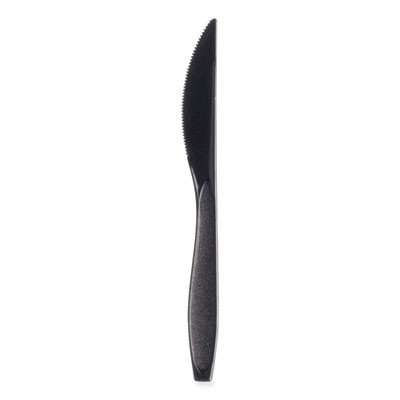 Reliance Mediumweight Cutlery, Knife, Plastic, Black, 1,000/Carton