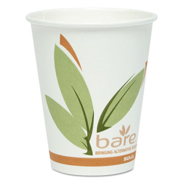Bare Eco-Forward Recycled Content Pcf Wrapped Paper Hot Cups, 10 Oz, Green/White/Beige, 480/Carton