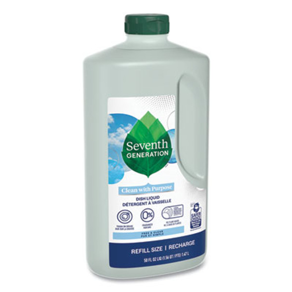 Natural Dishwashing Liquid, Free And Clear, 50 Oz Bottle, 3/Carton
