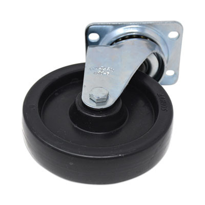 Replacement Plate Casters, Rigid Mount Plate, 5" Polypropylene Wheel, Black