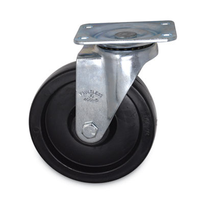 Replacement Plate Casters, Rigid Mount Plate, 5" Polypropylene Wheel, Black