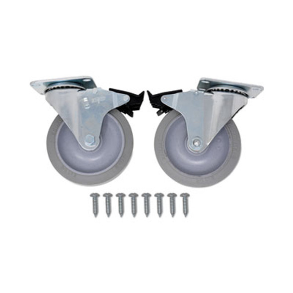 Caster Kit For Mega Brute Mobile Collector, Swivel Mount Plate, 5" Wheel, Black, 2/Set