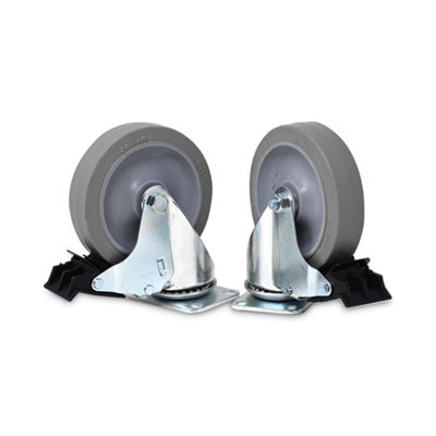 Caster Kit For Mega Brute Mobile Collector, Swivel Mount Plate, 5" Wheel, Black, 2/Set