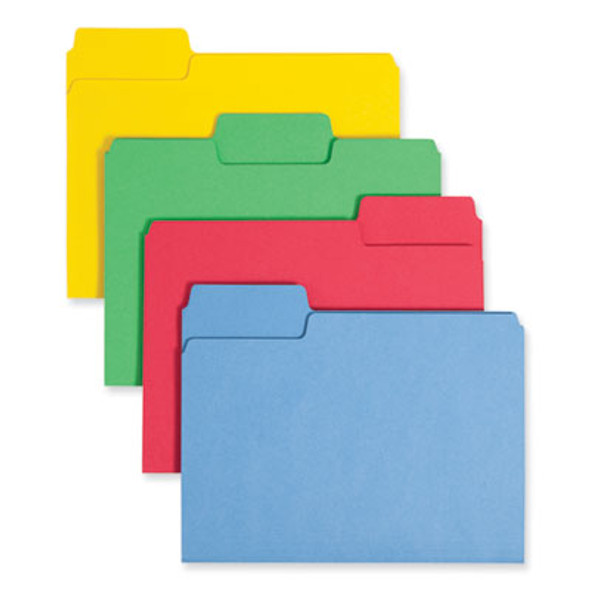 Supertab Colored File Folders, 1/3-Cut Tabs: Assorted, Letter Size, 0.75" Expansion, 11-Pt Stock, Color Assortment 1, 24/Pack
