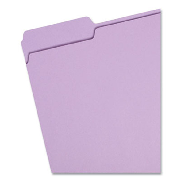 Colored File Folders, 1/3-Cut Tabs: Assorted, Letter Size, 0.75" Expansion, Lavender, 100/Box