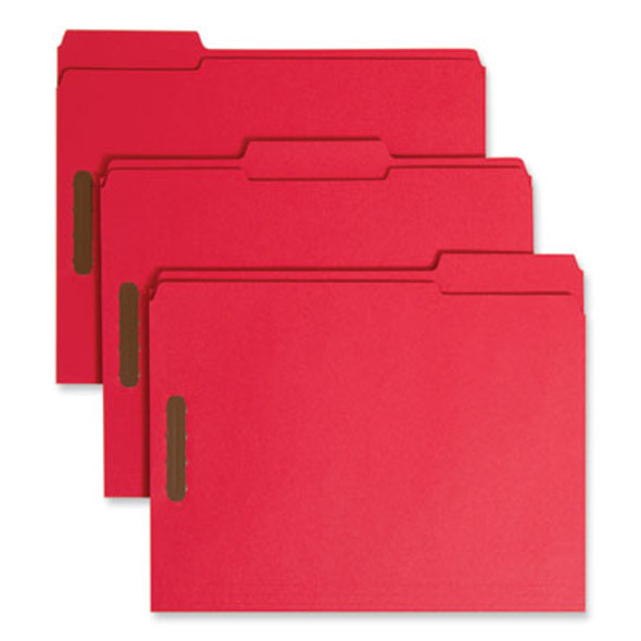 Top Tab Colored Fastener Folders, 1/3-Cut Tab: Assorted, Expands 0.75", 2 Fasteners, Letter Size, Red, 50/Box