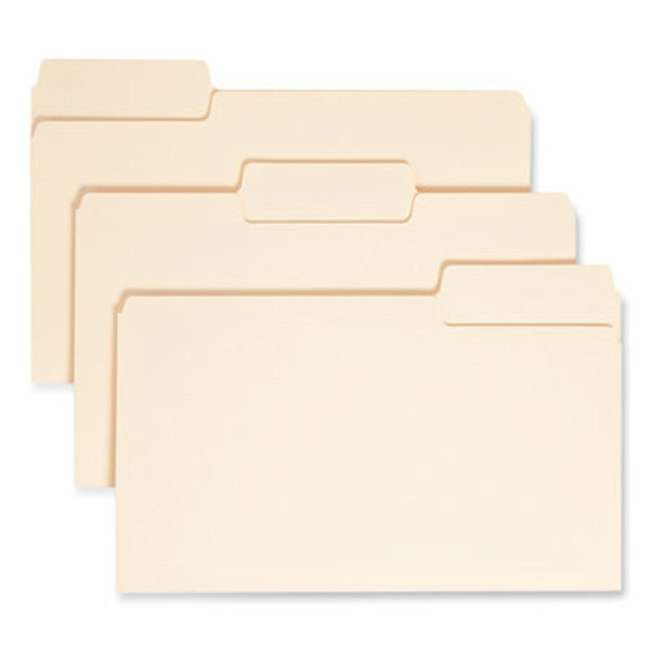 Supertab Top Tab File Folders, 1/3-Cut Tabs: Assorted, Legal Size, 0.75" Expansion, 11-Pt Manila, 100/Box