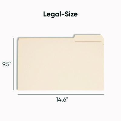 Manila File Folders, 1/3-Cut Tabs: Assorted, Legal Size, 0.75" Expansion, Manila, 100/Box