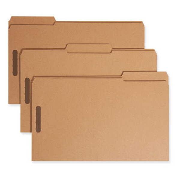 Top Tab Fastener Folders, 1/3-Cut Tab: Assorted, Expands 0.75", 2 Fasteners, Legal Size, Kraft, 50/Box
