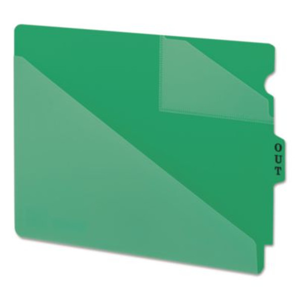 End Tab Poly Out Guides, Two-Pocket Style, 1/3-Cut End Tab, Out, 8.5 X 11, Green, 50/Box