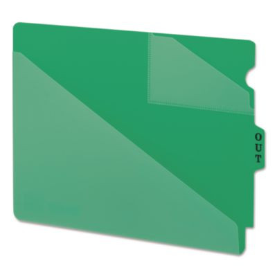 End Tab Poly Out Guides, Two-Pocket Style, 1/3-Cut End Tab, Out, 8.5 X 11, Green, 50/Box