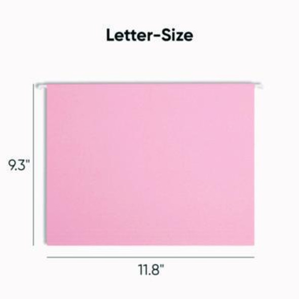 Colored Hanging File Folders With 1/5 Cut Tabs, Letter Size, 1/5-Cut Tabs, Pink, 25/Box