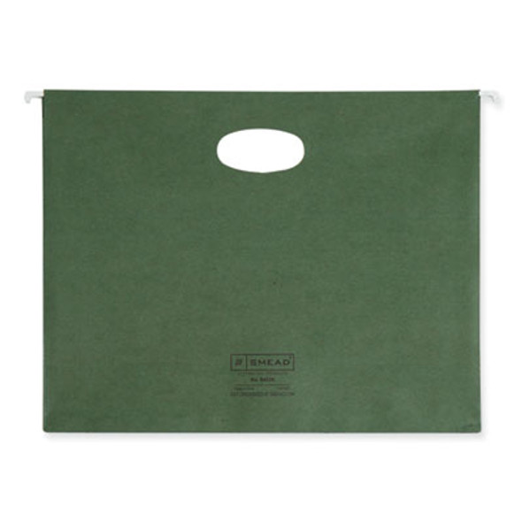 100% Recycled Hanging Pockets With Full-Height Gusset, 1 Section, 3.5" Capacity, Letter Size, Standard Green, 10/Box