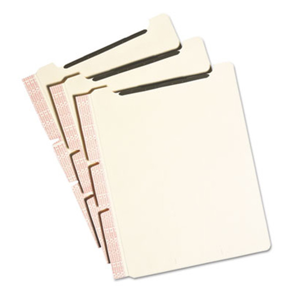 Self-Adhesive Folder Dividers With Twin-Prong Fasteners For Top/End Tab Folders, 1 Fastener, Letter Size, Manila, 25/Pack