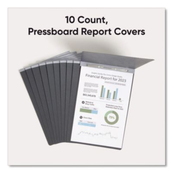 Prong Fastener Pressboard Report Cover, Two-Piece Prong Fastener, 3" Capacity, 11 X 17, Black/Black