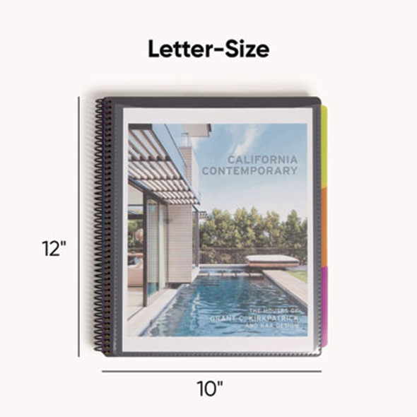 Poly Project Organizer, 24 Letter-Size Sleeves, Gray With Bright Pockets