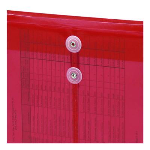 Poly String And Button Interoffice Envelopes, Open-End (Vertical), 9.75 x 11.63, Transparent Red, 5/Pack