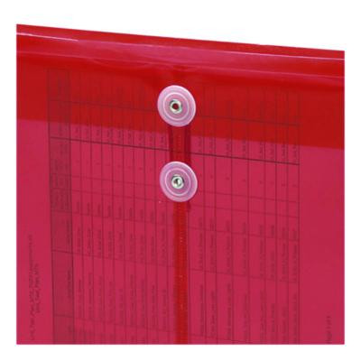 Poly String And Button Interoffice Envelopes, Open-End (Vertical), 9.75 x 11.63, Transparent Red, 5/Pack