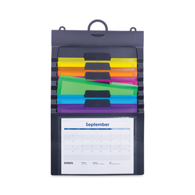 Cascading Wall Organizer, 6 Sections, Letter Size, 14.25 x 24.25, Gray, Neon Green, Neon Orange, Neon Pink, Purple, Yellow