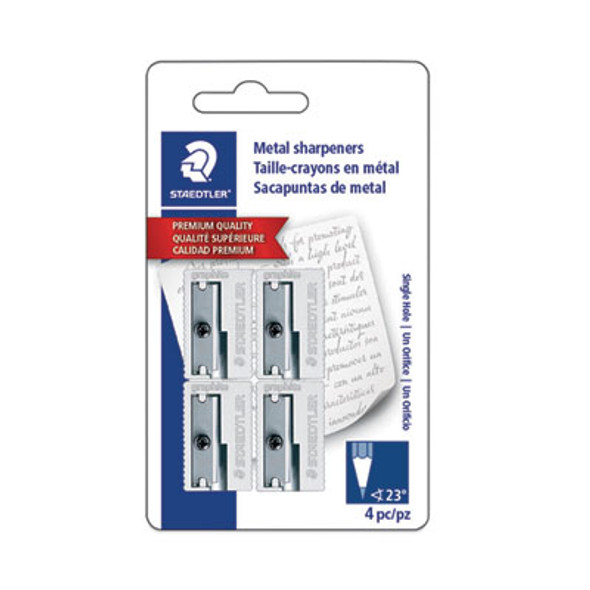 Handheld Metal Pencil Sharpener, 1.13 X 0.63 X 0.5, Silver, 4/Pack