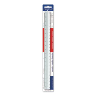 Triangular Scale Plastic Engineers Ruler, 12" Long, White