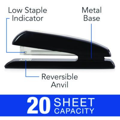 Durable Full Strip Desk Stapler, 25-Sheet Capacity, Black