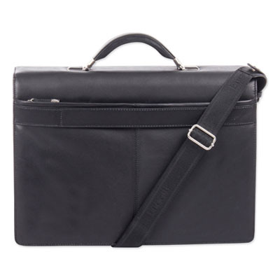 Milestone Briefcase, Fits Devices Up To 15.6", Leather, 5 x 5 x 12, Black