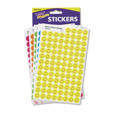 Superspots And Supershapes Sticker Variety Packs, Neon Smiles, Assorted Colors, 2,500/Pack