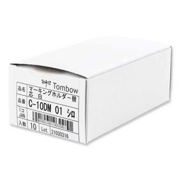 Mechanical Wax-Based Marking Pencil Refills, 4.4 Mm, White, 10/Box