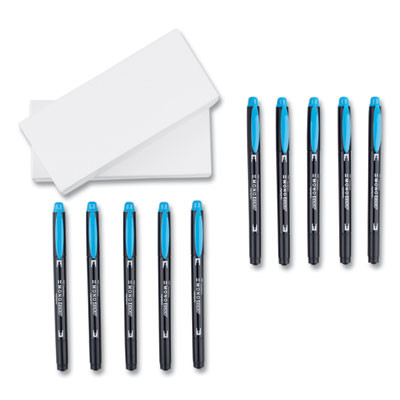 Highlighters, Skyblue Ink, Bullet/Chisel Tip, Skyblue Barrel, 10/Box