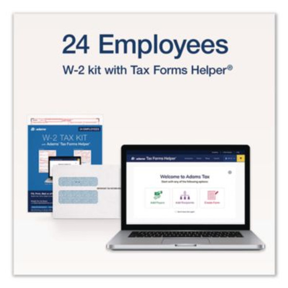 6-Part W-2 Tax Form Kit With Envelopes And Tax Forms Helper, Fiscal Year: 2024, 8.5 x 5.5, 2 Forms/Sheet, 24 Forms Total