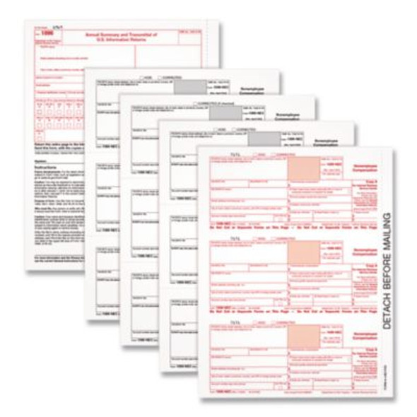 4-Part 1099-Nec Tax Forms With Tax Forms Helper, Fiscal Year: 2024, 8.5 x 3.5, 3 Forms/Sheet, 50 Forms Total