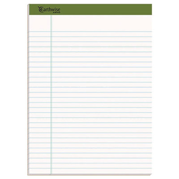 Earthwise By Ampad Recycled Writing Pad, Wide/Legal Rule, Politex Sand Headband, 40 White 8.5 X 11.75 Sheets, 4/Pack