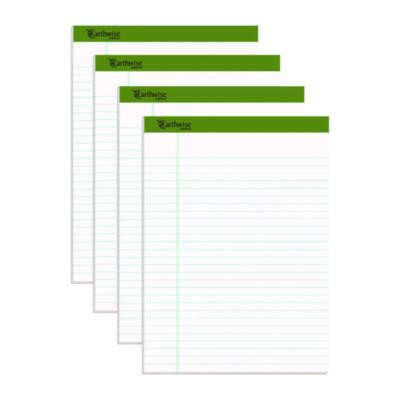 Earthwise By Ampad Recycled Writing Pad, Sand Politex Headband, Wide/Legal Rule, (40) White 8.5 x 11 Sheets, 4/Pack
