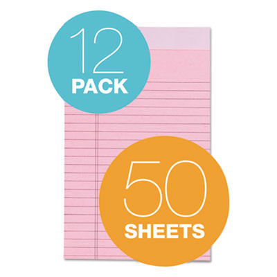 Prism + Colored Writing Pads, Narrow Rule, (50) Pastel Pink 5 x 8 Sheets, 12/Pack