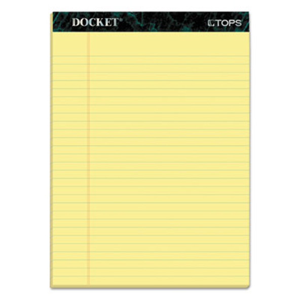 Docket Ruled Perforated Pads, Wide/Legal Rule, (50) Canary Yellow 8.5 x 11 Sheets, 12/Pack