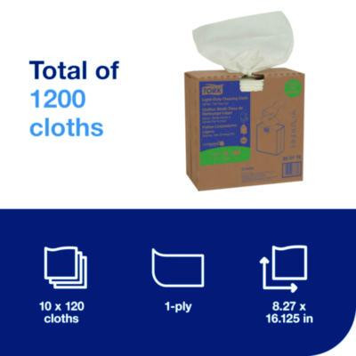 Light Duty Cleaning Cloth Pop Up Box, 1-Ply, 8.3 x 16.1, White, 120 Cloths/Pack, 10 Packs/Carton