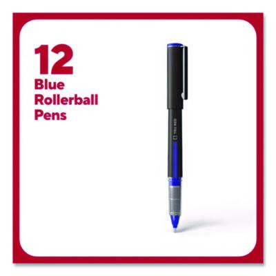 Rollerball Pen, Stick, Fine 0.5 Mm, Blue Ink, Black/Blue/Clear Barrel, Dozen