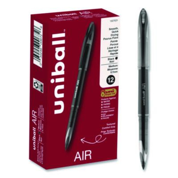 Air Porous Rollerball Pen, Stick, Medium 0.7 Mm, Black Ink, Black Barrel, Dozen