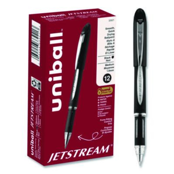 Jetstream Hybrid Gel Pen, Stick, Bold 1 Mm, Black Ink, Black/Silver Barrel