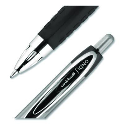Signo 207 Gel Pen, Retractable, Medium 0.7 Mm, Black Ink, Smoke/Black Barrel, 4/Pack