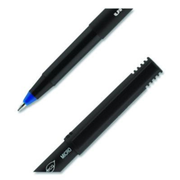 Onyx Rollerball Pen, Stick, Micro 0.5 Mm, Blue Ink, Black/Blue Barrel, Dozen