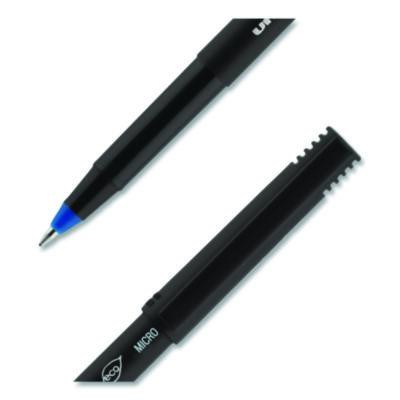 Onyx Rollerball Pen, Stick, Micro 0.5 Mm, Blue Ink, Black/Blue Barrel, Dozen