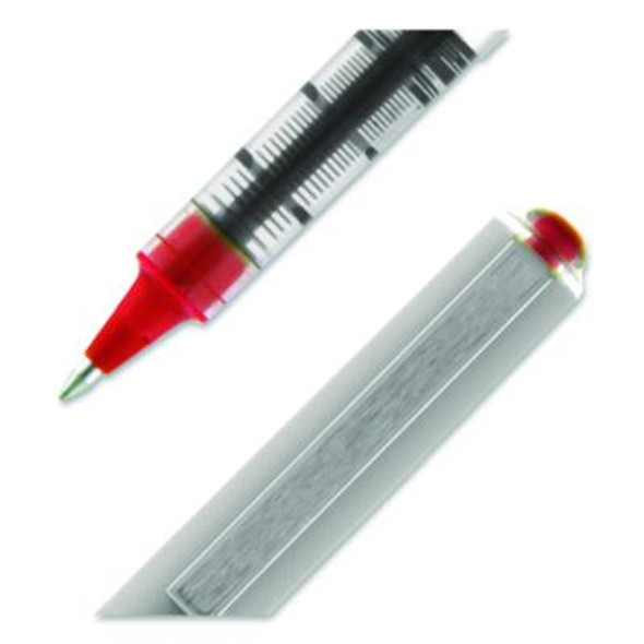 Vision Rollerball Pen, Stick, Fine 0.7 Mm, Red Ink, Silver/Red/Clear Barrel, Dozen