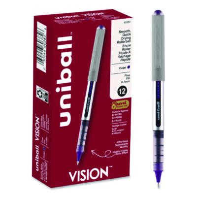 Vision Rollerball Pen, Stick, Fine 0.7 Mm, Violet Ink, Silver/Violet/Clear Barrel, Dozen