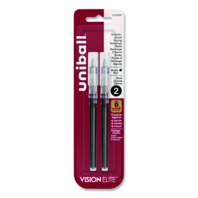 Refill For Vision Elite Roller Ball Pens, Bold Conical Tip, Black Ink, 2/Pack