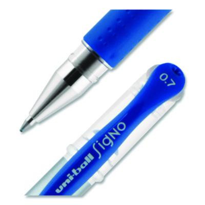 Signo Grip Gel Pen, Stick, Medium 0.7 Mm, Blue Ink, Clear/Blue/Silver Barrel, Dozen